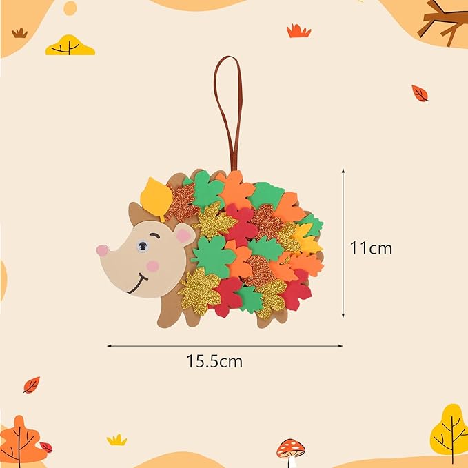 Fennoral 12 Pack Hedgehog Crafts for Kids Make You Hedgehog Foam Stickers DIY Autumn Art and Craft for Boys Girls Party Supply Art Activities Birthday Gifts Fall Thanksgiving Decoration