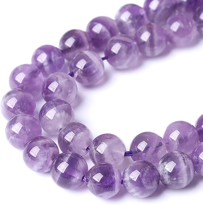 6MM 61PCS Purple Amethyst Dream Lace Beads Natural Quartz Crystal Stone Loose Beads for Jewelry Making DIY Bracelet Grade A+ 15 inches Strand