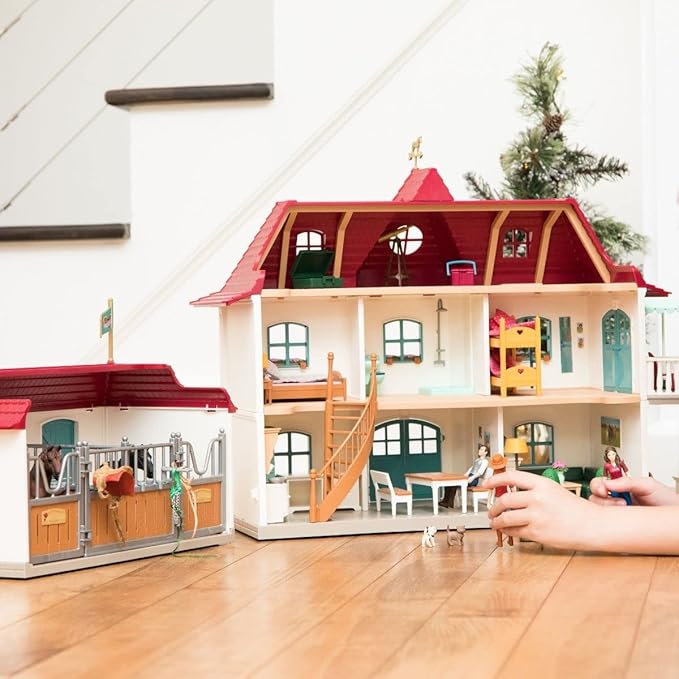 Schleich Horse Club - Lakeside Country House and Stable Horse Play Set, 192 Piece Detailed Doll House and Horse Toy Accessories for Girls and Boys Ages 5+