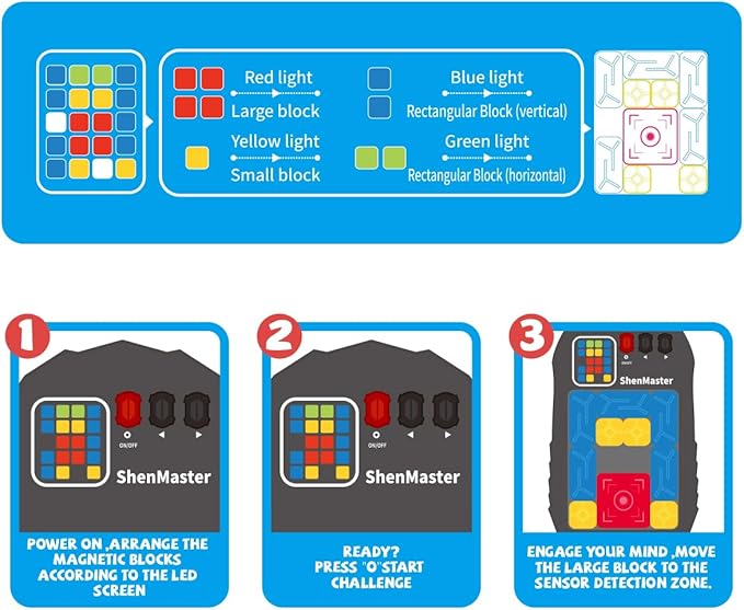 Rechargeable Super Slide Puzzle Game,Klotski Brain Toys for Kids Teens,500+ Challenges 7 Difficulty Levels for Boys&Girls,Portable Travel Games for All Ages,8-12 Gifts idea-Black