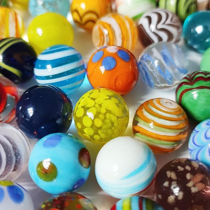 42pcs Marbles for Kids Enthusiasts 0.63 inch Small Handmade Glass Decoration Bulk Set for Marble Games Toy Cool Colored Unique Marbles