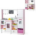 Costzon 2-in-1 Kids Kitchen Playset & Grocery Store, Double-Sided Pretend Play Kitchen with Light & Sound, Ice Maker, Sink & Faucet, 82 Accessories, Toddler Market Stand for Boys Girls Ages 3+