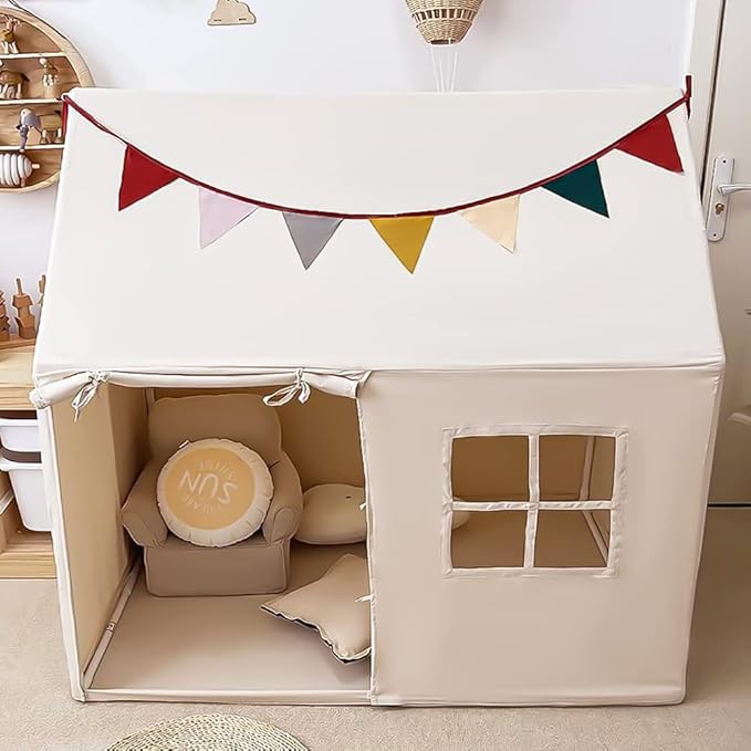 Kids Tent Indoor Playhouse, Kids Play Tent Large Kid Playhouse Toys Toddler Tent Play House with Pennant Banners