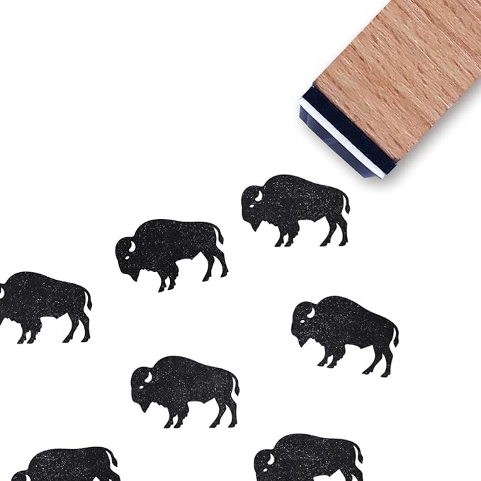 American Bison Buffalo Rubber Stamp, 3/5 Inch Small Mini Stamp for Scrapbooking Card Making Planner