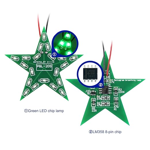 Soldering Practice Kit DIY Five Pointed Star Shaped Green LED Breathing Light SMD Electronics Projects Learn How to Solder(03XX02)