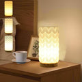 Novelty Small Table Lamp for Bedroom,3 Color Vintage Style Striped Small Night Light Lamp,Mini Minimalist Bedside Lamp with Textured Shade for Living Room Nightstand Small Space Momen Room Office Dorm