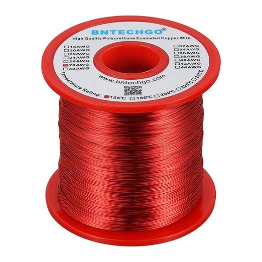 BNTECHGO 28 AWG Magnet Wire - Enameled Copper Wire - Enameled Magnet Winding Wire - 1.0 lb - 0.0122" Diameter 1 Spool Coil Red Temperature Rating 155℃ Widely Used for Transformers Inductors