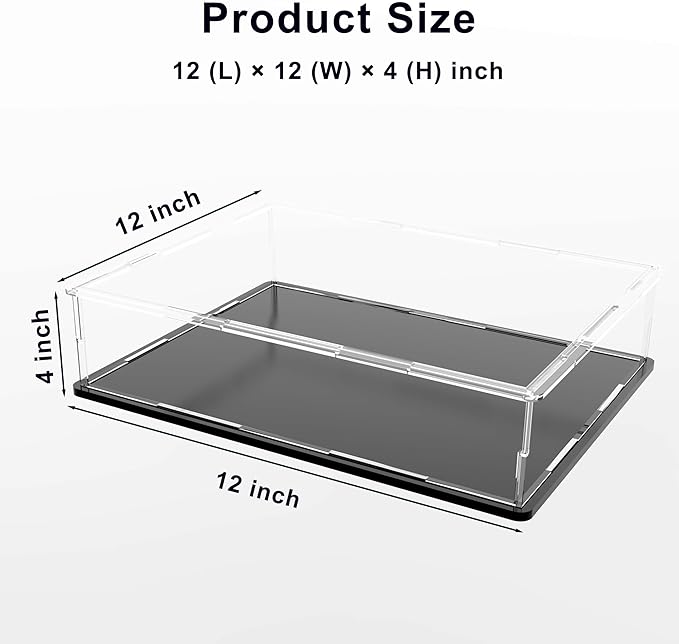 Book Display Case Clear Book Protector Case, Acrylic Display Cover Case for Books, Stamps, Coins, Cards, Photos, Album, Jewellery and Collectibles 12 (L) × 12 (W) × 4 (H) inch