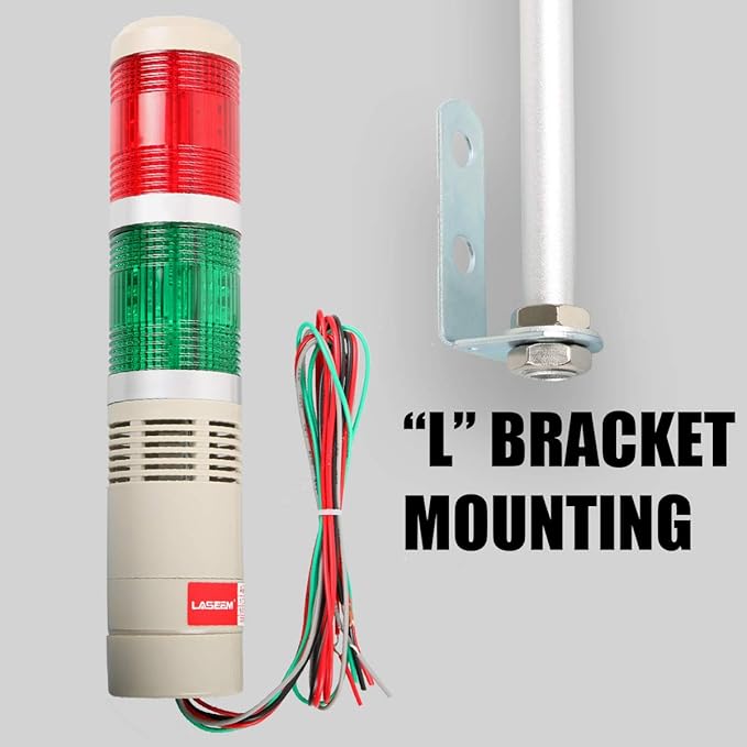 Industrial Signal Tower, LED Alarm with Flash Indicator, 2-Layer Stack Warning Light and Buzzer for Safety (110V/Sound/Steady ON)