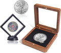 Challenge Coin Display Case Silver Dollar Coin Holder 1.8" in Single Coin Display Case Wood Coins Storage Box Coins for Collectors