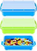 2 Pcs Sensory Bins Sand Tray with Lid, 15in Stackable Leak-Proof Plastic Sensory Tray for Sand & Water Play, Portable Bin for Kids 3 4 5 6, Easy Clean, Indoor Outdoor(Blue, Green)