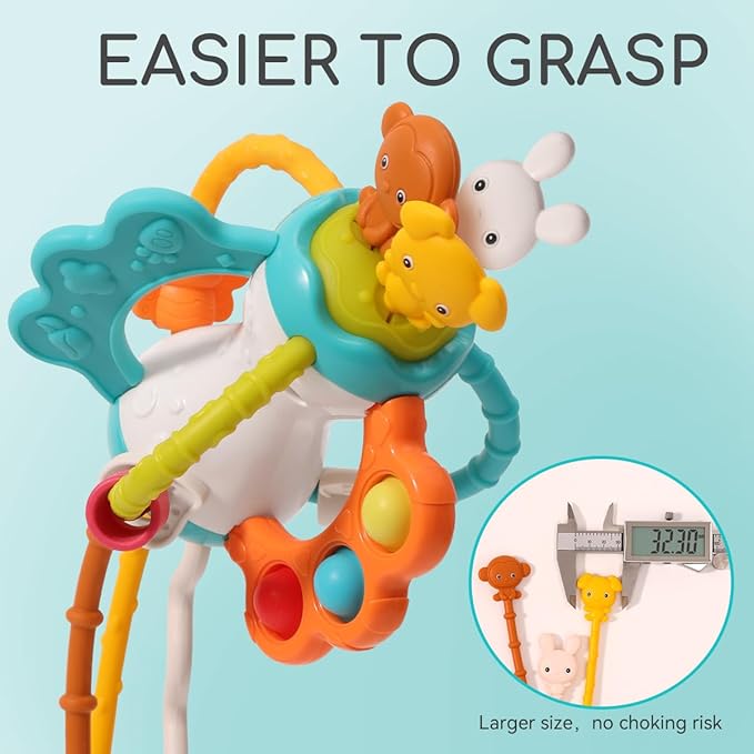 Toddlers Airplane Travel Toys Montessori Toys for Babies 6-12 Months Boy Girl Sensory Baby Infant Car Seat Toys Essentials Silicone Pull String Newborn 1 2 3 Year Old