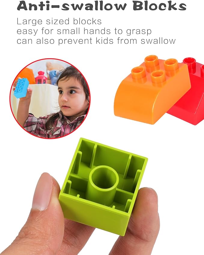 EP EXERCISE N PLAY Large Building Blocks Set Classic Big Size Bricks STEM Educational Toys for Toddlers 1-3 Years Compatible with Major Blocks, Ideal Gift for Pre-School Boy Girl Ages 3+