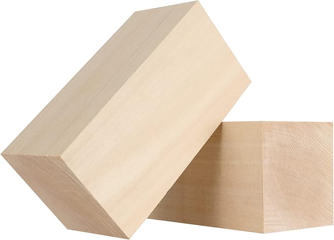 6 Pack Basswood Block, 6 x 3 x 3 Inch Basswood Carving Blocks, Large Unfinished Wooden Carving Block for Crafts Carving and Whittling
