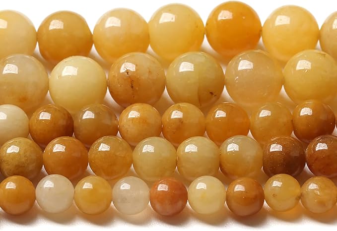 8MM 45PCS Natural Stone Yellow Jade Loose Beads for Jewelry Making DIY Bracelet 1 Strand