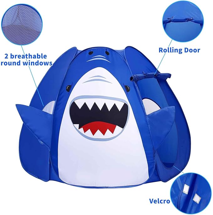 Kids Play Tent Pop up Tent Turtles Automatic Setup Play House Tent for Girls and Boys Outdoor and Indoor (Shark)