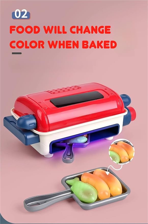 Magic Meals Sensory Kitchen, Kitchen Playset, Food Play Cooking Set, with Smoke, Sound Light, Indoor/Outdoor Cooking Role Plays Grills (Pink)