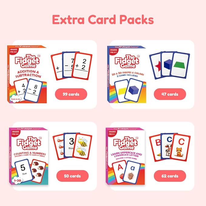 THE FIDGET GAME Kindergarten Learning Bundle - Flashcards and Pop Fidget Toys for Kids Pre-K to Grade 3 - Learning Activities and Games for High-Frequency Dolch Sight Words - Includes Mats and Dice