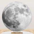 AOFOTO Lunar Surface Round Backdrop Outer Space Background Cover Universe Moon Surface Mysterious Cosmic Planet Photography Background Children Kids Birthday Party Art Portrait Photo Props 7.5x7.5ft