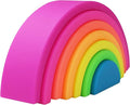 Silicone Stacking Toys for Babies, Rainbow Stacker, Montessori Nesting Blocks Soft Building Toys Large Sensory Stacking Toys for Creative Play & Learning, for Toddlers, 7CPS
