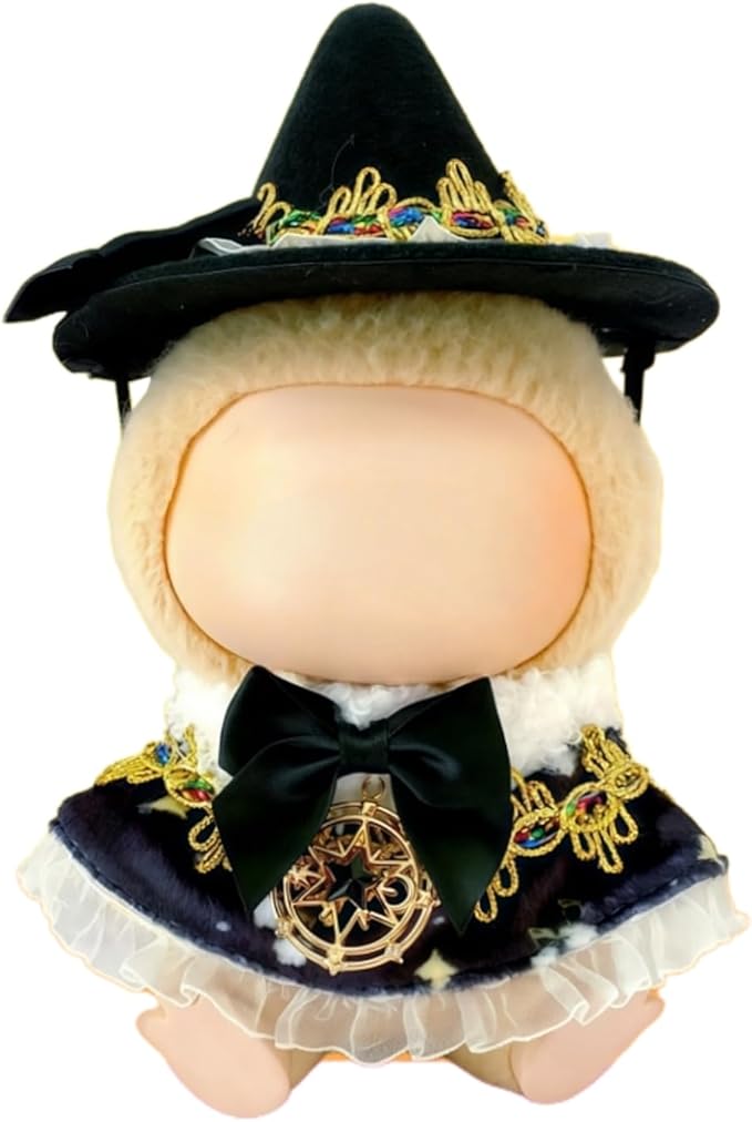 17cm Doll Clothes Set, Halloween Themed Costume, Black Cloak Outfit and Witch Hat for 6.7inch Dolls Suit, Cute Fashion Dress Up Clothes Accessories for 1st/2nd/3rd Gen Doll
