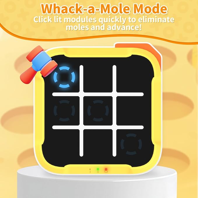 4 in 1 Handheld Tic Tac Toe Game, Electronic Digital Puzzle Game Console with Memory Flash, Whack-a-Mole, Portable Travel Toy Gift for Kids & Adults