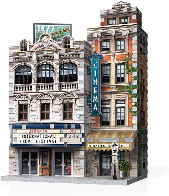Wrebbit 3D Urbania Collection 3D Puzzle Bundle | Includes Hotel, Cinema, Café and Fire Station | 1165 Pieces Jigsaw Puzzle Pieces Total | Build a Charming and Unique Streetscape of a Small Town