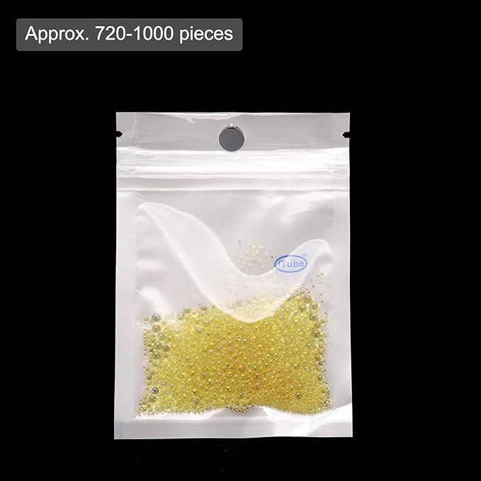 Iridescent Glass Tiny Bubble Beads, 0.4-3mm 10g No Hole Micro Mini Round Deep Yellow Water Droplets Beads - Applications: for Resin Filler, Nail Art, Dollhouse Bath Tub