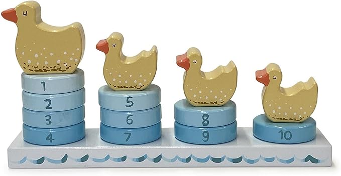 Two's Company Counting Duckies Hand-Crafted Stacking Toy in Gift Box