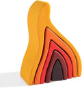 Wooden Rainbow Stacking Toy, Fire Elements Wooden Stacker, Various Shapes Nesting Stacking Blocks, Waldorf & Montessori Open-Ended Education Toy for Kids/Toddlers