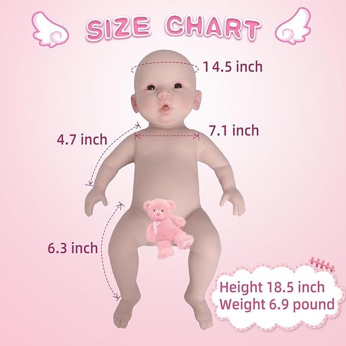 YIQI 18.5 inches Full Silicone Newborn Baby Doll not Vinyl Soft Silicone Baby Lifelike Reborn Doll Present Collectible Washable (Wheaten Color)
