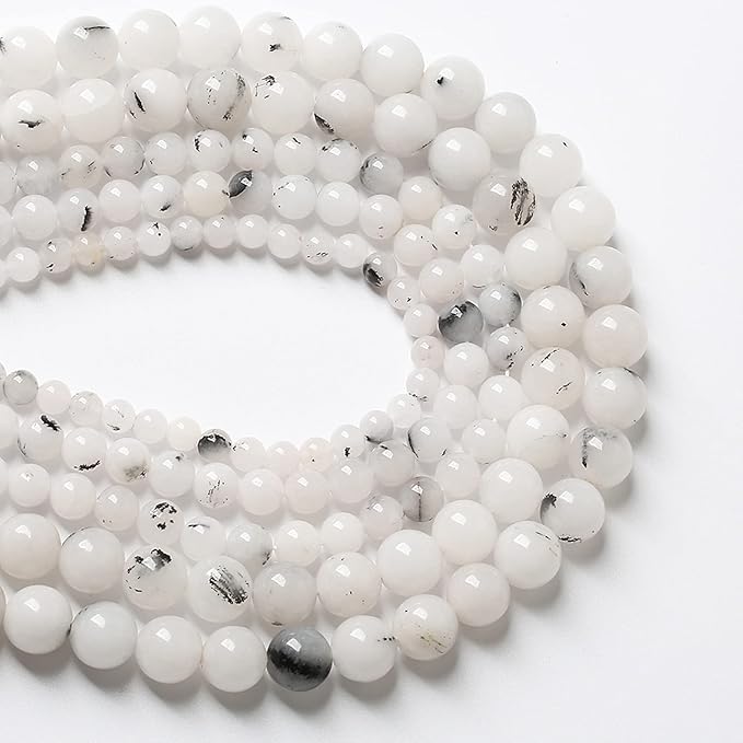 4MM 86PCS Natural Stone Ink Spots Jade Loose Beads for Jewelry Making DIY Bracelet Necklace