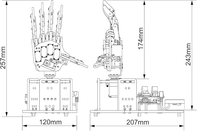 Robot Hand with Arduino Open Source AI Bionic Robotic Hand Five Fingers Solely Movement Mechanical Arm DIY Smart Robot & Engineering Kits, Science/Coding/Programming Set, Standard Kit