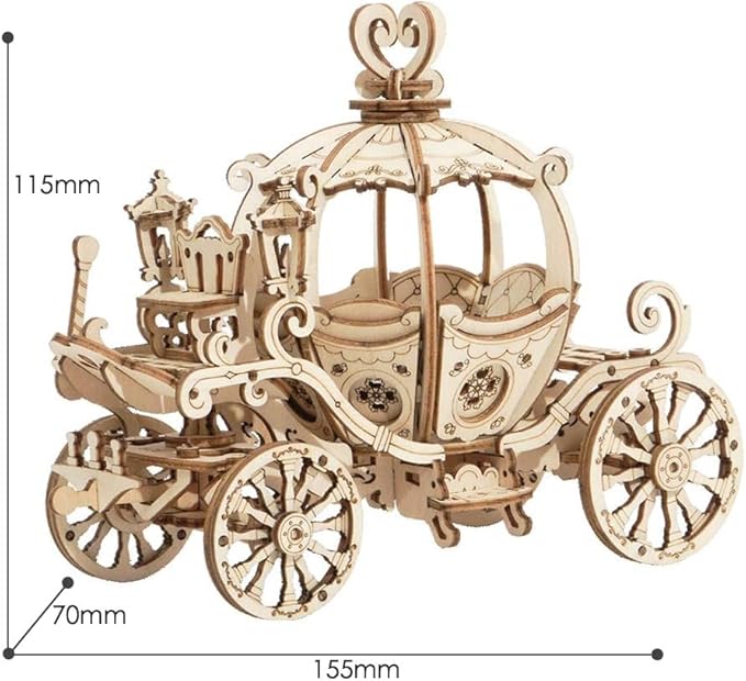Rowood 3D Puzzles for Adults, Wooden Model Kits for Adult, DIY STEM Toy for Ages 14+ - Pumpkin Cart (182 Pieces)