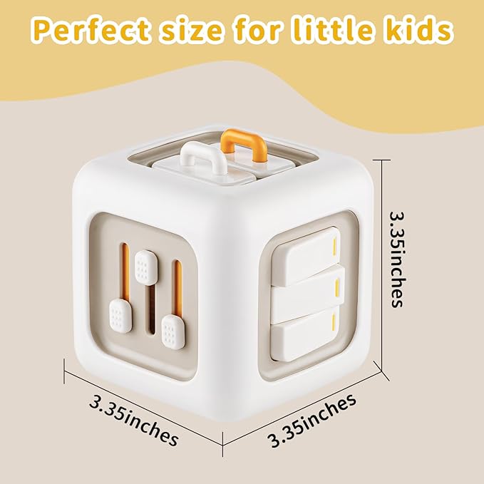 Baby Activity Cube Montessori Toys for 1 Year Old, Car Travel Airplane Toys for Toddlers 1-3, Busy Board for Babies 12-18 Months, Birthday Gift for 1 Year Old Boys Girls, Gray