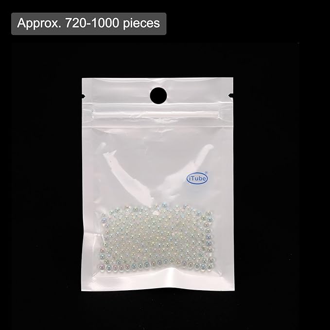 Iridescent Glass Tiny Bubble Beads, 2.5-3.0mm 10g No Hole Micro Mini Round White Transparent Water Droplets Beads - Applications: for Resin Filler, Nail Art, Dollhouse Bath Tub
