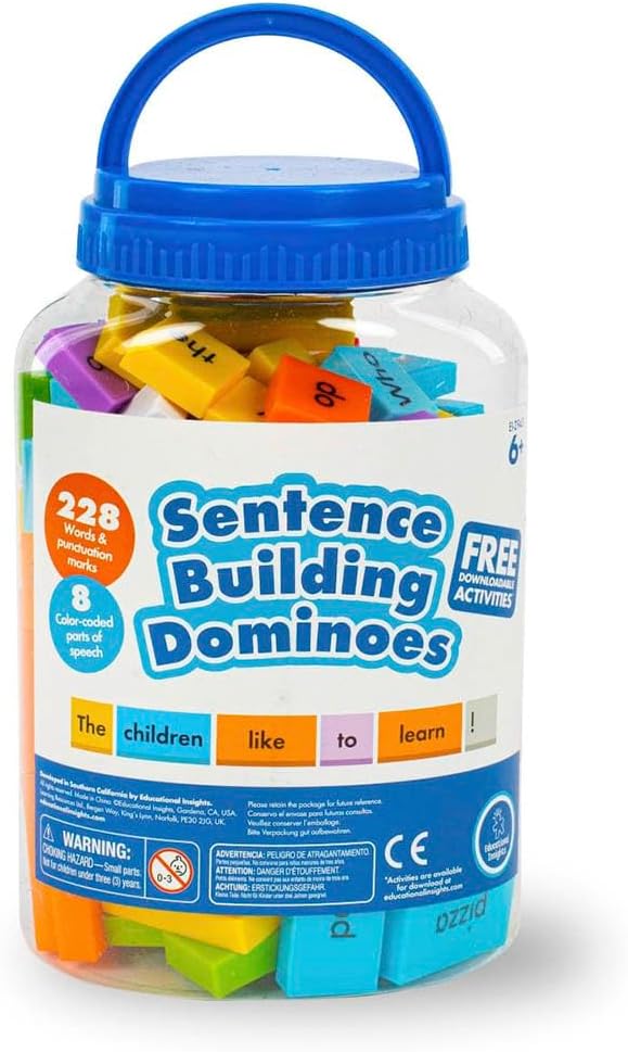 Educational Insights Sentence Building Dominoes - First Grade Classroom Must Haves, Elementary Literacy Materials for Centers or Homeschool, Reading Games, Learning to Read for Kids Ages 6+