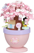 Cherry Cottage Mini Bonsai Tree Micro Building Set Building Toy Plant Cherry Tree Flower Collection Decor for Home Desk Greenery Decoration Building Blocks DIY Creative Gifts