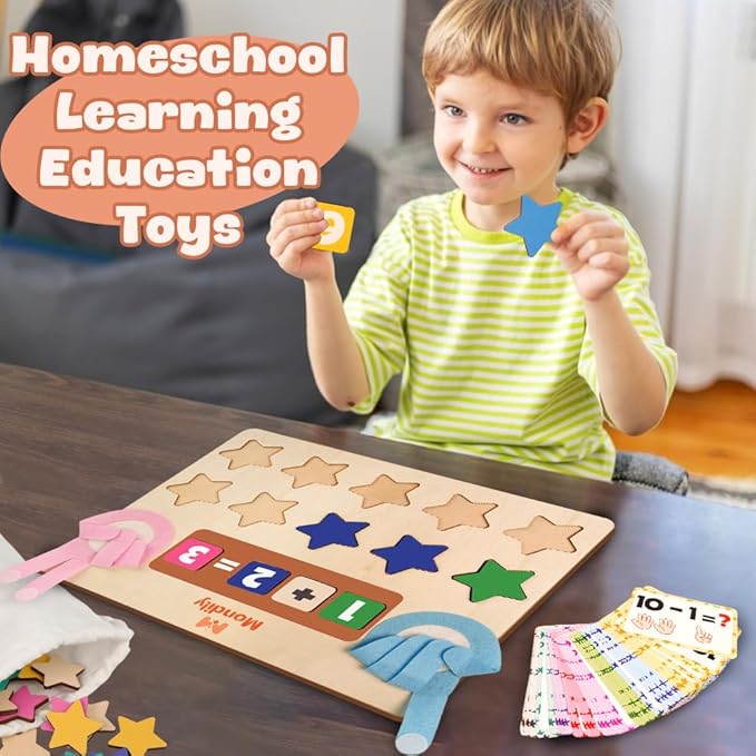 Educational Math Board Learning, Math Manipulatives & Number Counting Blocks for Kids, Addition and Subtraction Counters Math Homeschool Kindergarten Supplies & Birthday Gifts