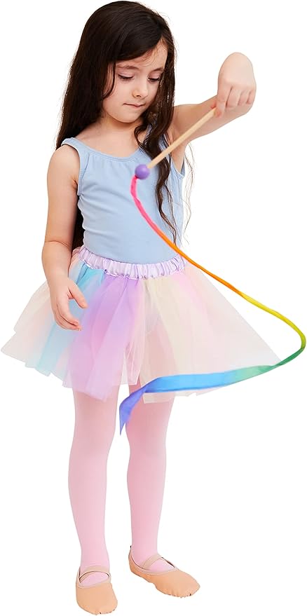 Sarah's Silks Mini Rainbow Streamer - Long Ribbon Wand for Kids, Pretend Play, Dance, Baton Stick Twirling, and Gymnastics Party Favors | 100% Silk and Wood Montessori and Waldorf Toys (2)