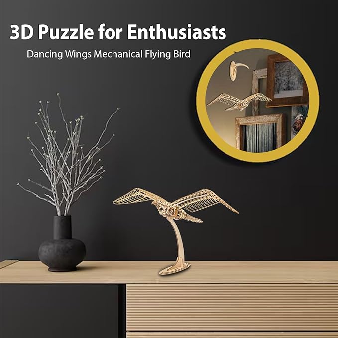 Dancing Wings Flying Birds Wall Decor 1000mm Mechanical Flying Bird - 3D Wooden Puzzle - 3D Puzzles for Ages 8-13 – Wooden Mechanical Bird Toy – Latest Wooden Puzzle