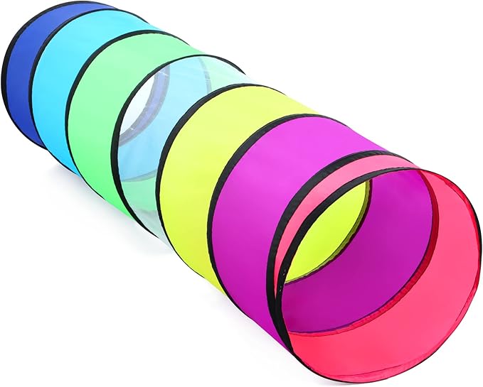 Colorful Baby Play Tunnel for Toddlers with Mesh Window, Cat Toy for Dogs Pets, Kids Crawling Play Tent Pop Up Toddlers Tunnel Indoor Outdoor Toy Gift (Rainbow Baby Tunnel)