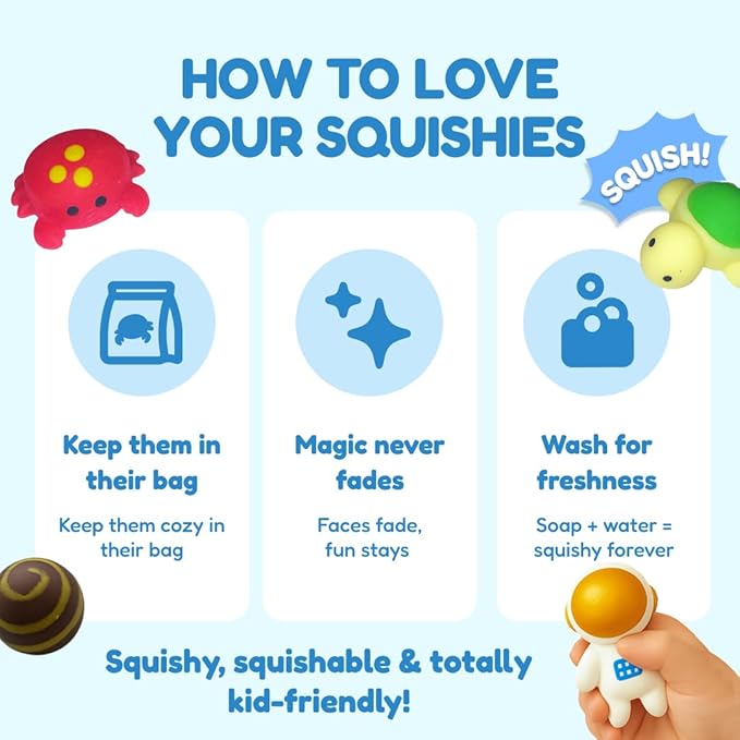 The Fidget Game SquishyLand in Rainbow Reef - Educational & Phonics Learning Activities for Children in Pre-K to 2nd Grade - Mochi Squishy Toys Set with Board Game (2-6 Players) & Card Packs Included