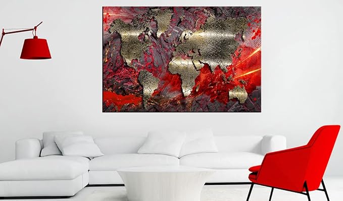 artgeist Pinboard World Map 35x24 in - Cork Board & Canvas Print Wall Art 1 pcs Memoboard with 50 Pins Noticeboard Message Board Image Picture Home Decor Travel Map k-A-0505-p-d