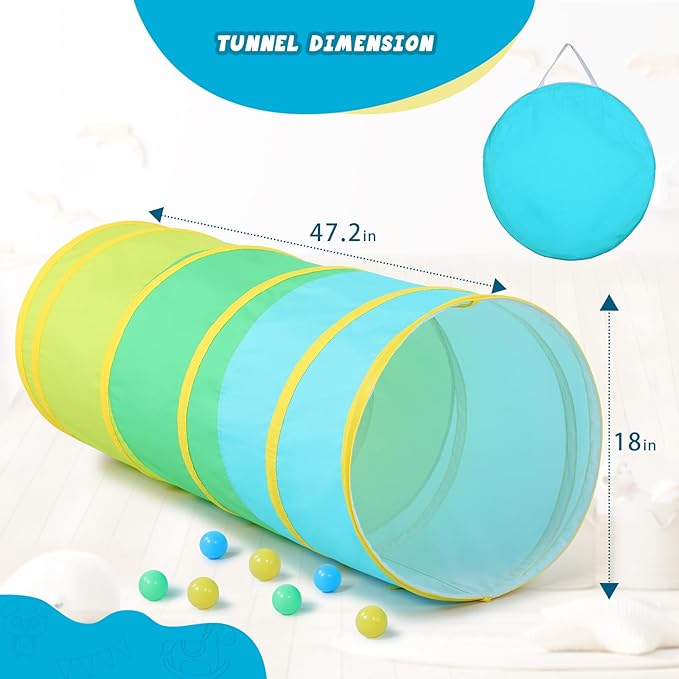 PigPigPen Kids Tunnel for Toddlers,Pop Up Play Tunnel Tent for Babies or Dogs, Indoor & Outdoor Toys for Kids Backyard Playset (Cotton Play Tunnel)