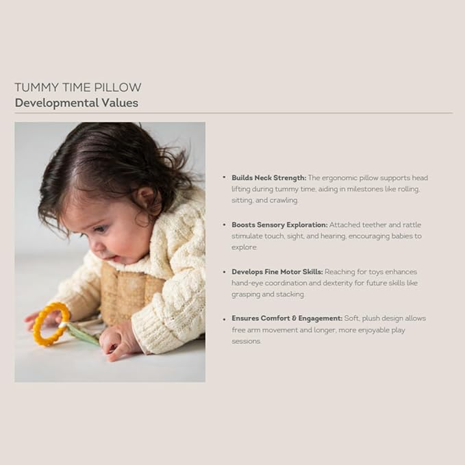 Taf Toys Tummy Time Toys Ergonomic Cushion & Teether for Infant Newborn Supportive Baby Tummy Time & Neck Strengthening Develops Muscles for Crawling Montessori Sensory Toy Tummy Time Toys 0-6 Months