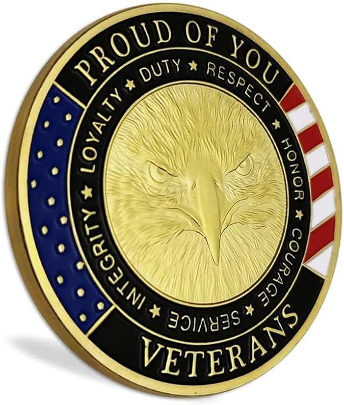 Thank You for Your Service Challenge Coin – Military Veteran Commemorative Gift for Army Navy Air Force Marines Coast Guard – Veterans Day, Retirement, Patriotic Keepsake