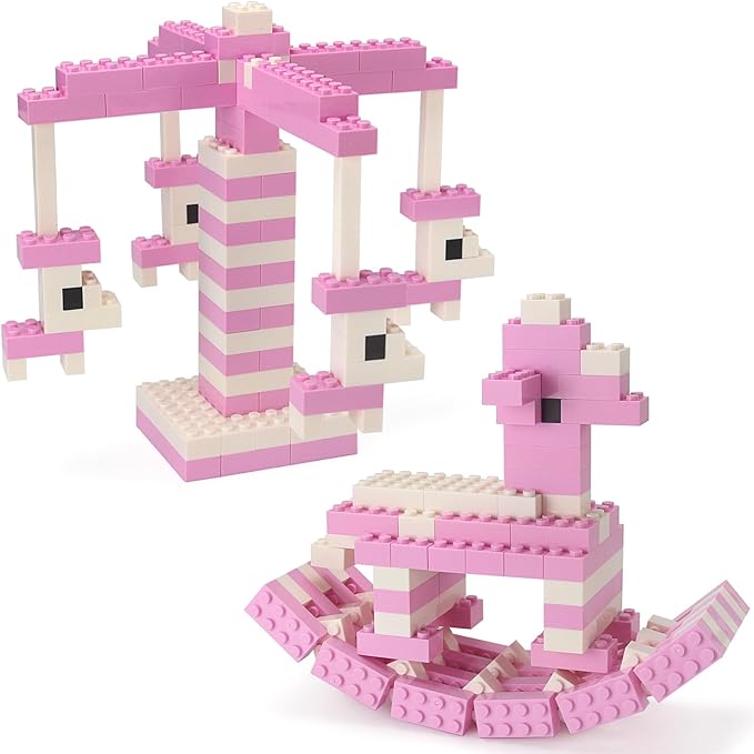 Feleph 100pcs 2x4 Bricks Bright Pink Pieces Parts Classic Building kit Play Set Basic Blocks Toy Compatible with 3001 Major Brands