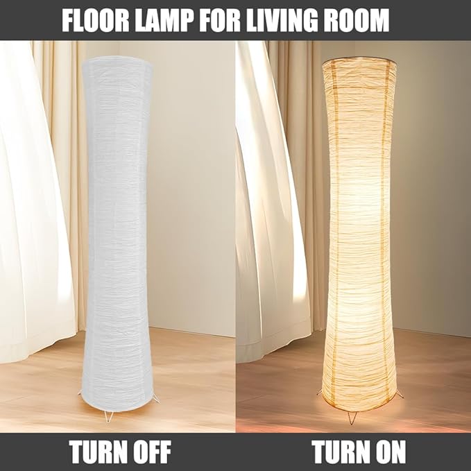 Paper Floor Lamp Floor Lamps for Living Room Paper and Chrome Standing Lamp Room Decoration Festival Lantern Light Nightstand Lamp Bedroom Dresser Living Kids Room College Dorm Coffee