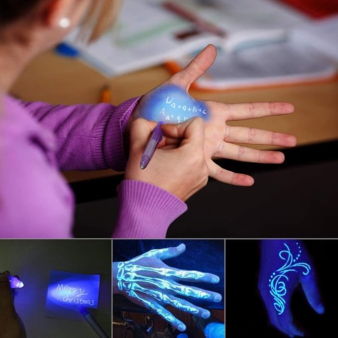 20PCS Invisible Ink Pens with UV Light Party Bag Fillers for Boys and Girls, Magic Pen Disappearing Ink for Kids, UV Light Spy Pen for Writing Secret Message